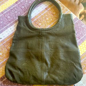 Soft green leather purse from Anthropologie